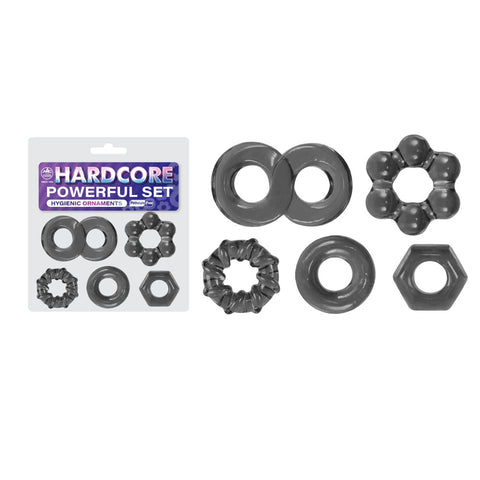 Hardcore Powerful Set Cock Rings - Set of 5 - Smoke Cock Rings - Set of 5 - Image 1