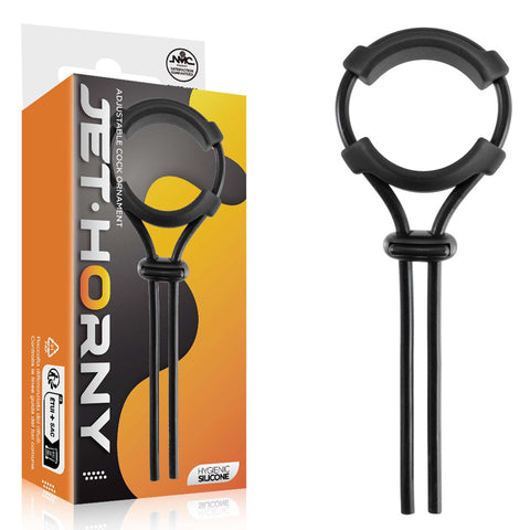 Jet Horny - Black Adjustable Cock Lasso Ring - Image 1