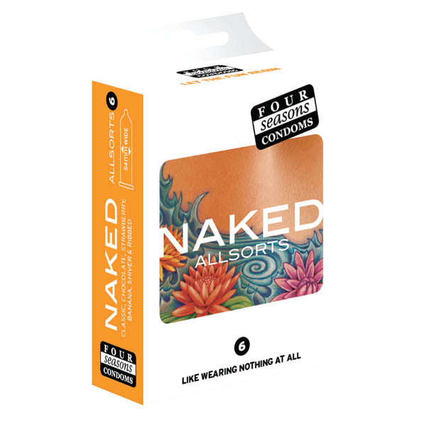Four Seasons Naked Allsorts - Ultra Thin Lubed Condoms in 6 Styles - 6 Pack - Image 1