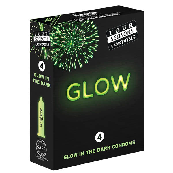 Four Seasons Glow N' Dark Condoms - Glow In The Dark Lubricated Condoms - 4 Pack - Image 1