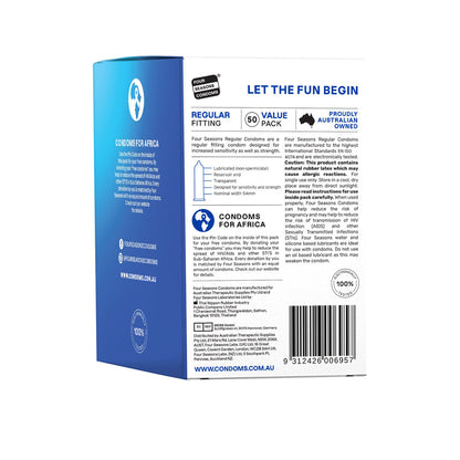 Four Seasons Regular Condoms - Regular Fit Lubricated Condoms - 50