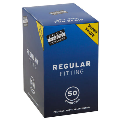 Four Seasons Regular Condoms - Regular Fit Lubricated Condoms - 50