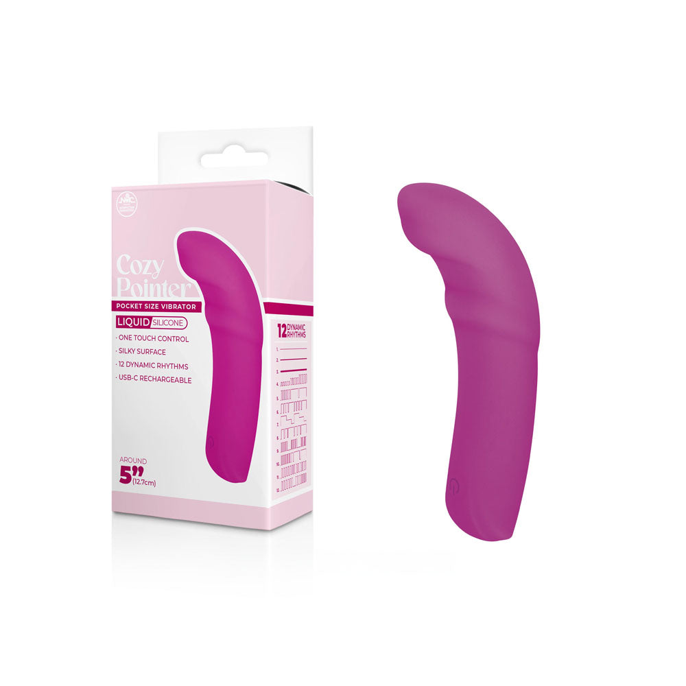 Cozy Pointer - Pink - Pink 12.7 cm USB Rechargeable Curved Mini Vibrator - Image 1