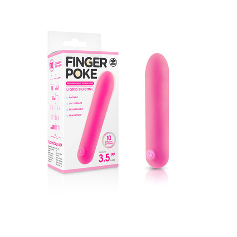 Finger Poke - Pink - Pink 8.9 cm USB Rechargeable Bullet - Image 1