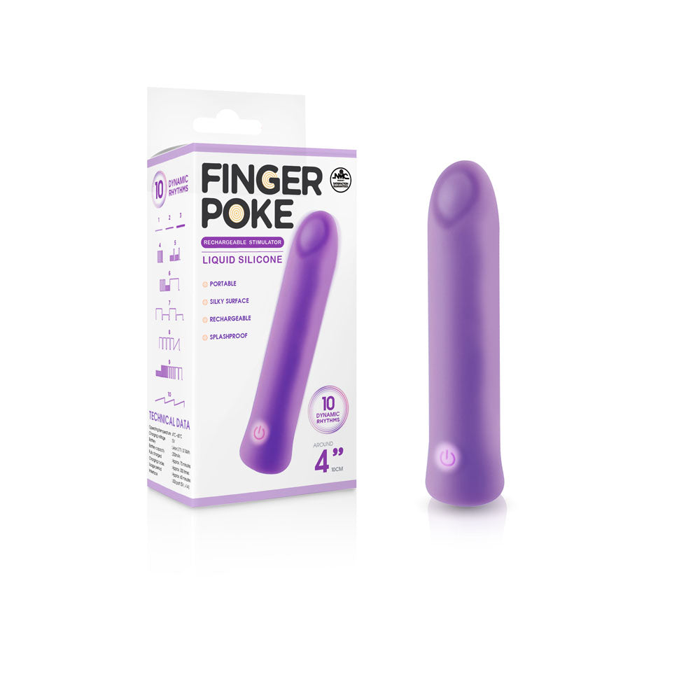 Finger Poke - Purple - Purple 10 cm USB Rechargeable Bullet - Image 1