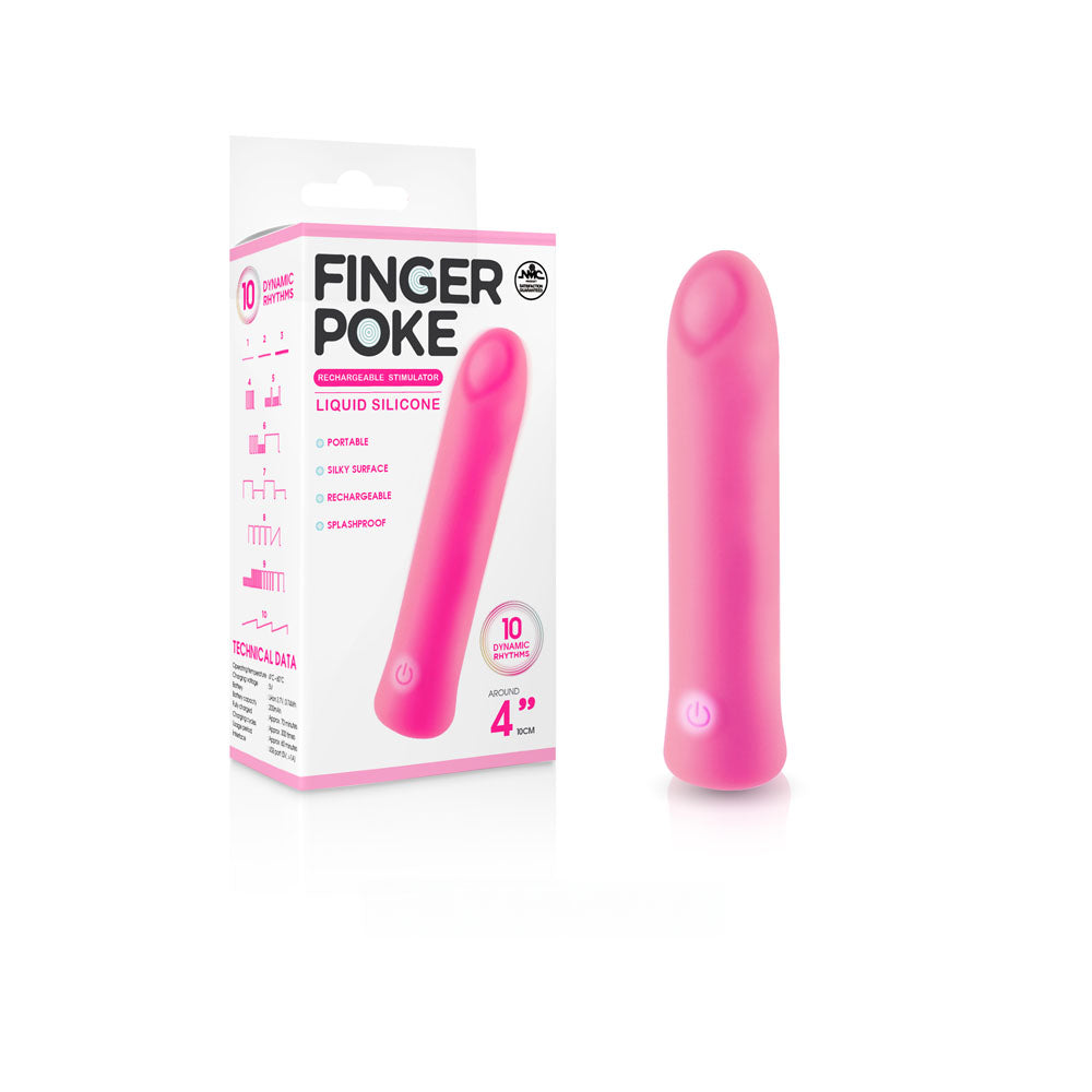 Finger Poke - Pink - Pink 10 cm USB Rechargeable Bullet - Image 1