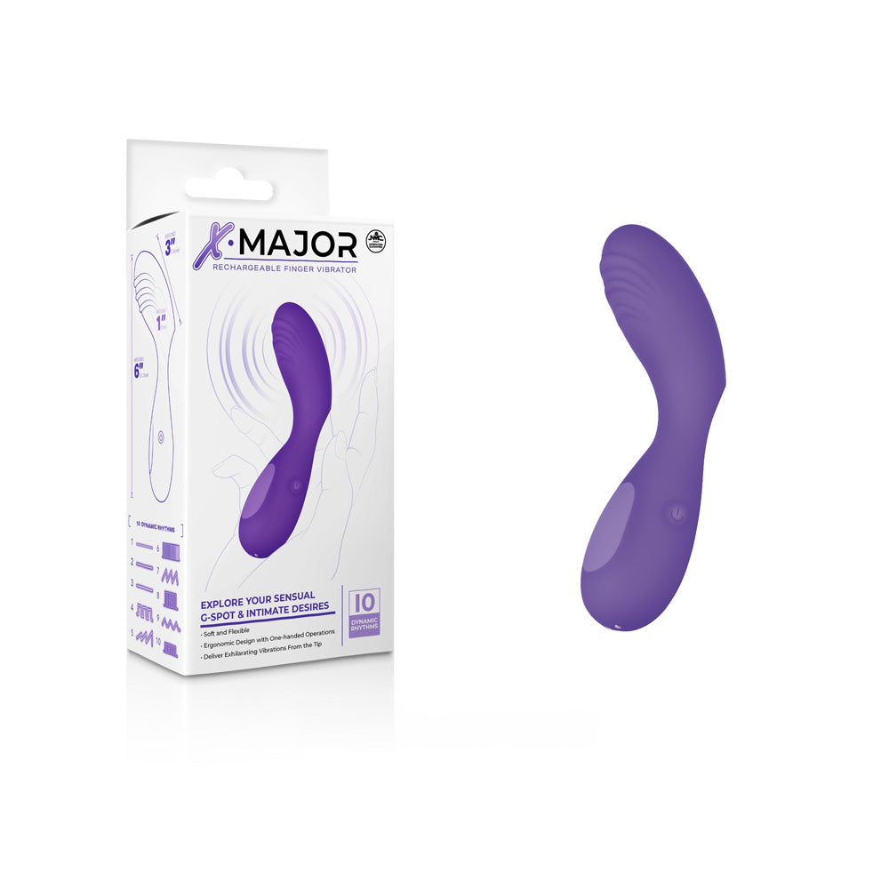 X Major Finger Vibe - Purple - Purple USB Rechargeable Finger Stimulator - Image 1