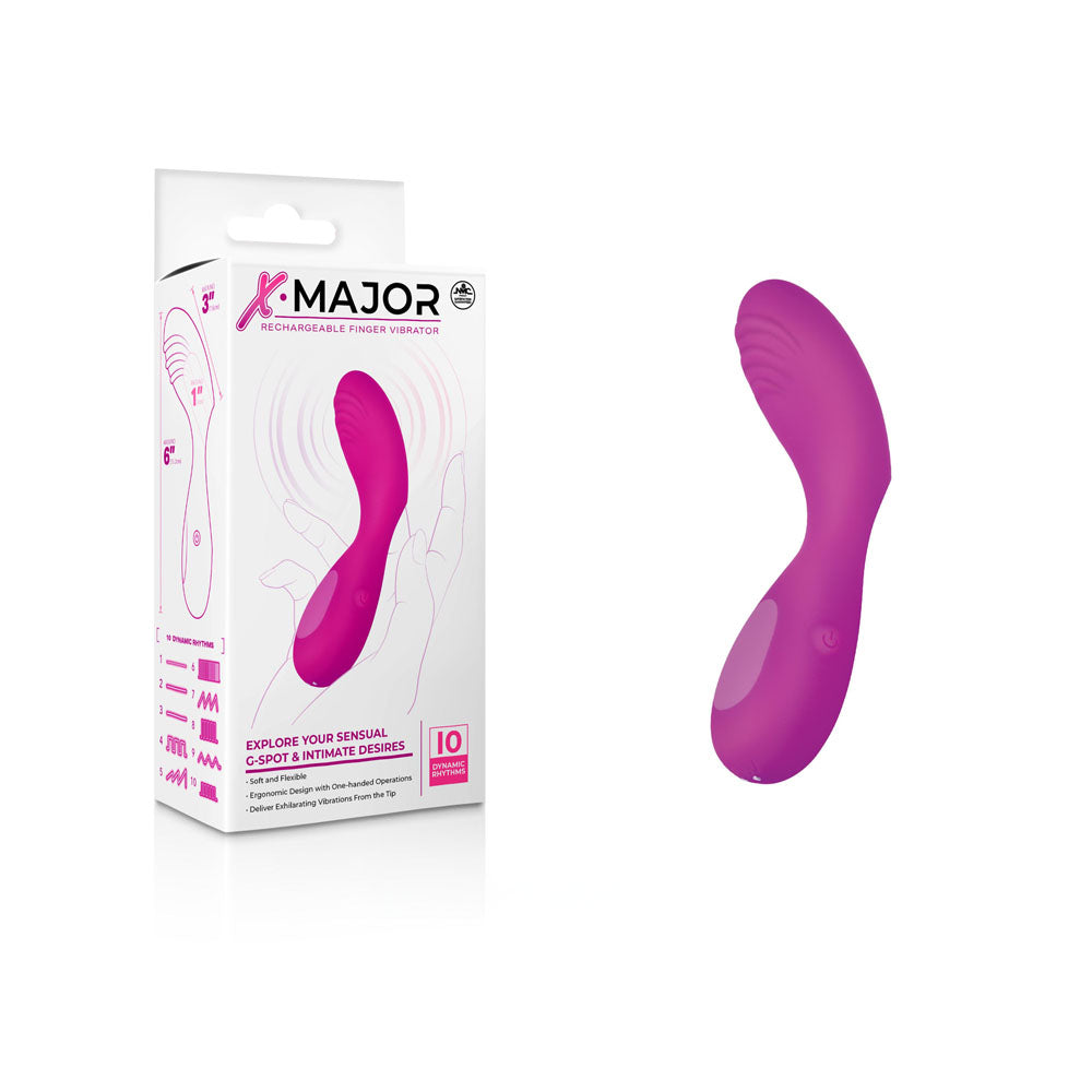 X Major Finger Vibe - Pink - Pink USB Rechargeable Finger Stimulator - Image 1