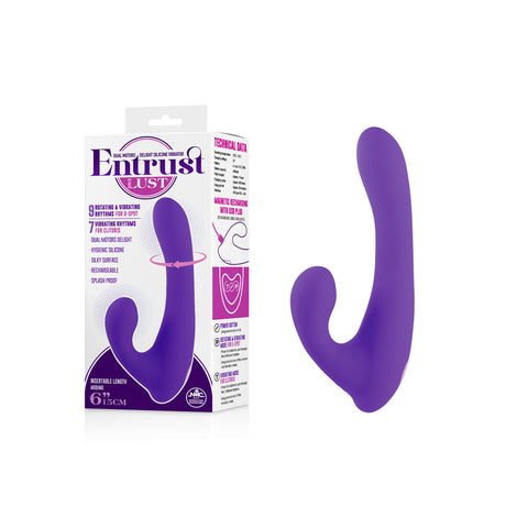 Entrust With Lust - Purple 15 cm USB Rechargeable Rotating Rabbit Vibrator - Image 1