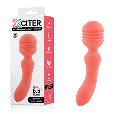 Xciter - Orange - Orange 16.5 cm USB Rechargeable Massage Wand - Image 1