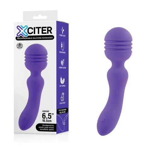 Xciter - Purple - Purple 16.5 cm USB Rechargeable Massage Wand - Image 1