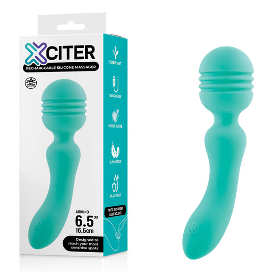Xciter - Teal 16.5 cm USB Rechargeable Massage Wand