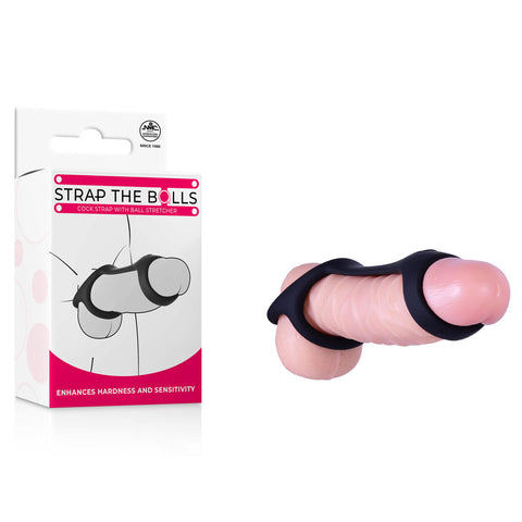 Strap The Balls - Black Cock Strap with Ball Stretcher - Image 1