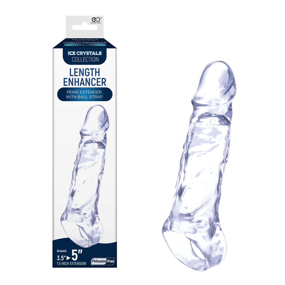 Ice Crystals 1.5 Inch Length Enhancer - Clear 1.5 Inch Penis Extension Sleeve - Image 1