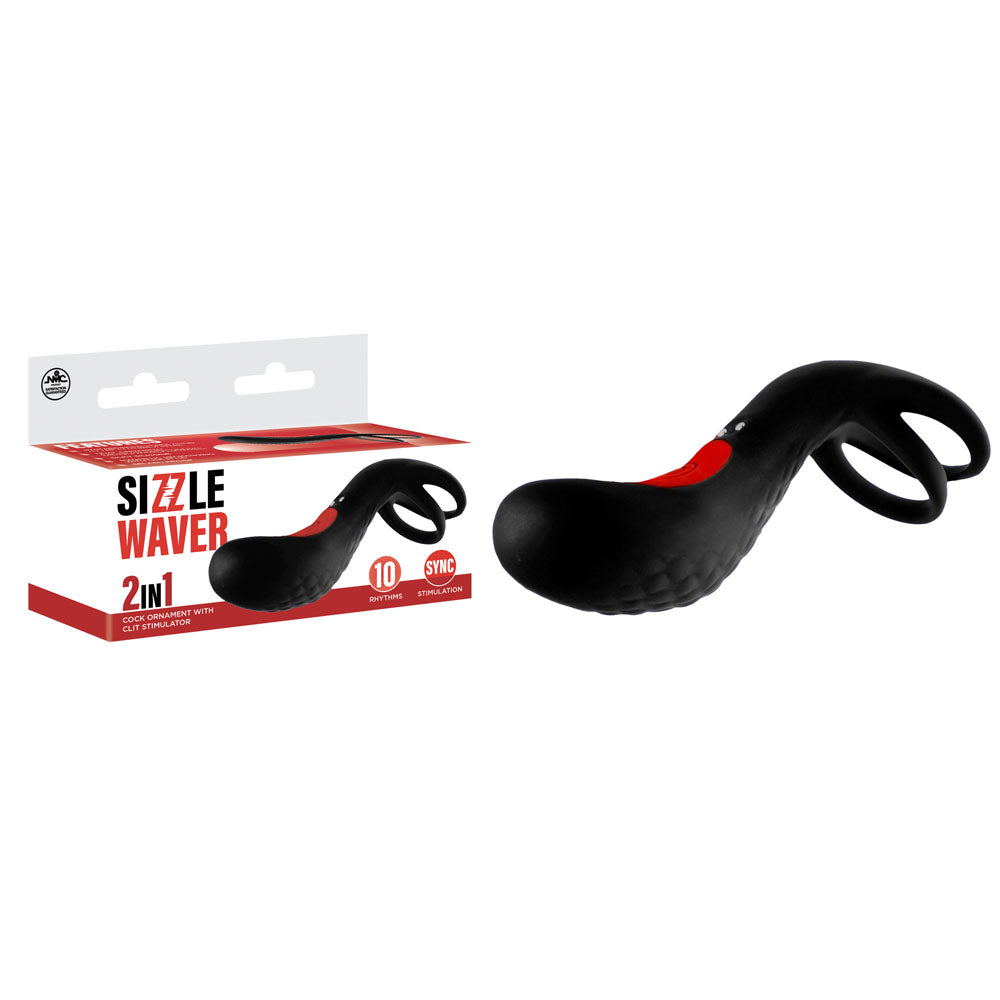 Sizzle Waver - Black USB Rechargeable Vibrating Cock Ring - Image 1