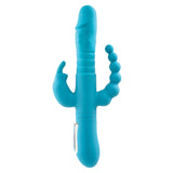 Adam & Eve THRUSTING TRIPLE JOY RABBIT - Teal 25.4 cm USB Rechargeable Rabbit Vibrator with Anal Probe - Image 217