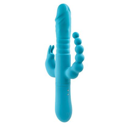 Adam & Eve THRUSTING TRIPLE JOY RABBIT - Teal 25.4 cm Rabbit Vibrator