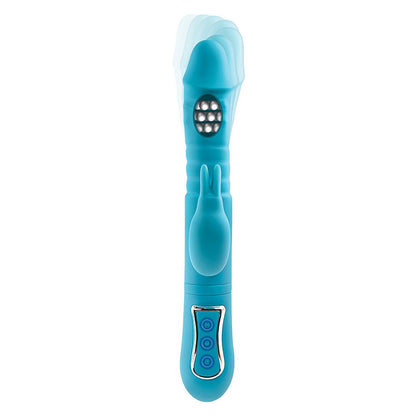 Adam & Eve THRUSTING TRIPLE JOY RABBIT - Teal 25.4 cm Rabbit Vibrator