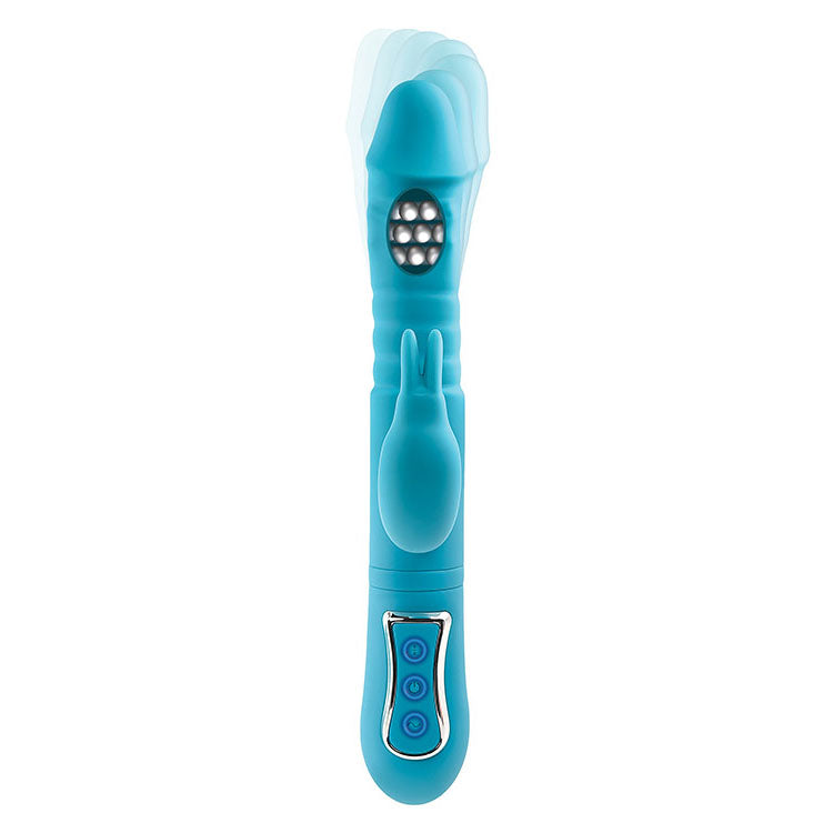 Adam & Eve THRUSTING TRIPLE JOY RABBIT - Teal 25.4 cm Rabbit Vibrator