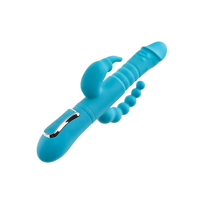 Adam & Eve THRUSTING TRIPLE JOY RABBIT - Teal 25.4 cm Rabbit Vibrator