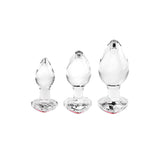 Adam & Eve RED HEART GEM GLASS PLUG SET - Clear Glass Butt Plugs - Set of 3 Sizes - Image 22
