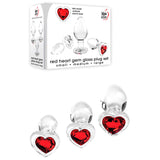 Adam & Eve RED HEART GEM GLASS PLUG SET - Clear Glass Butt Plugs - Set of 3 Sizes - Image 213