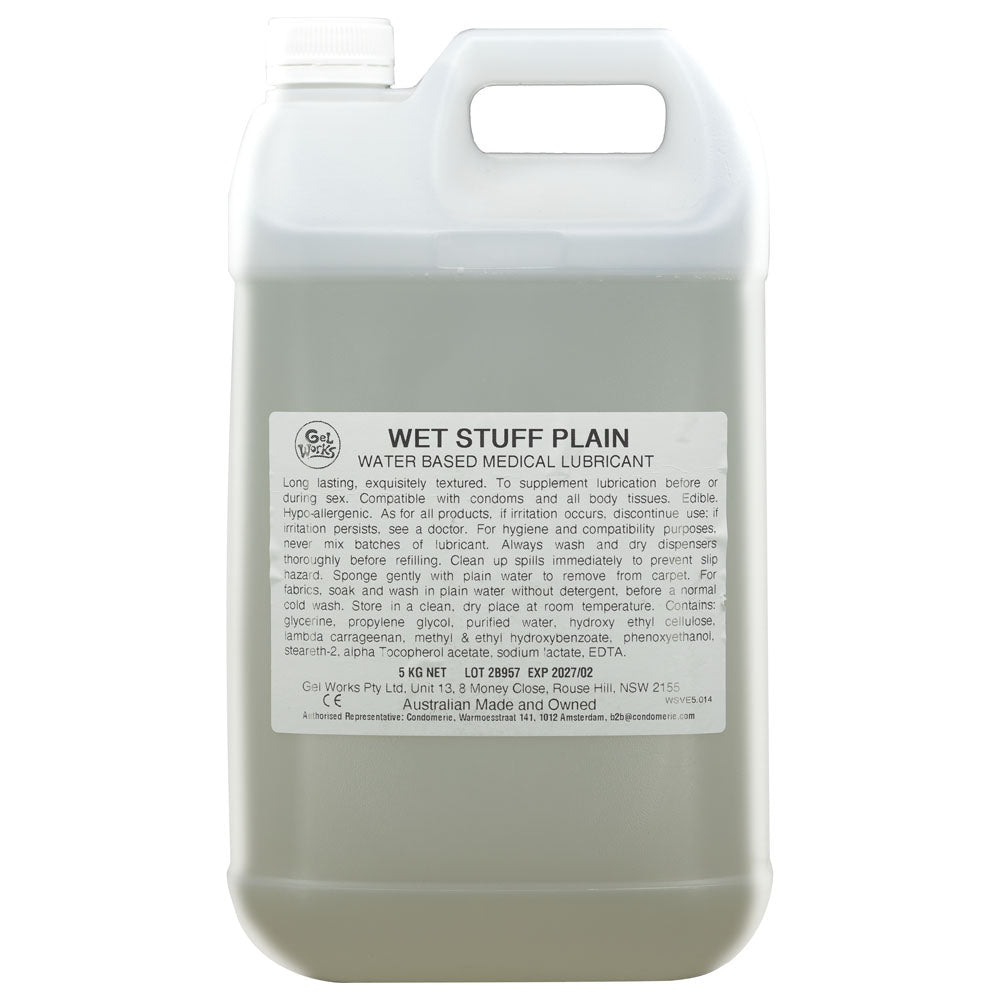 Wet Stuff Plain - 5kg Bottle - Water Based Lubricant with Vitamin E - 5 kg Bottle - Image 1