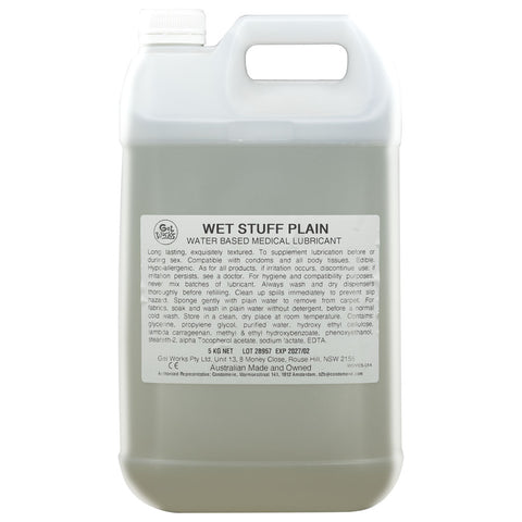 Wet Stuff Plain - 5kg Bottle - Water Based Lubricant with Vitamin E - 5 kg Bottle - Image 1