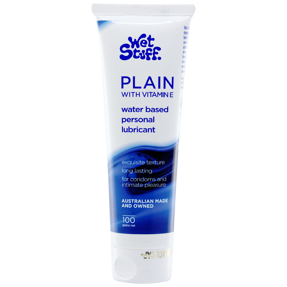 Wet Stuff Plain - 100g Tube - Water Based Lubricant with Vitamin E - 100 gram Tube - Image 1