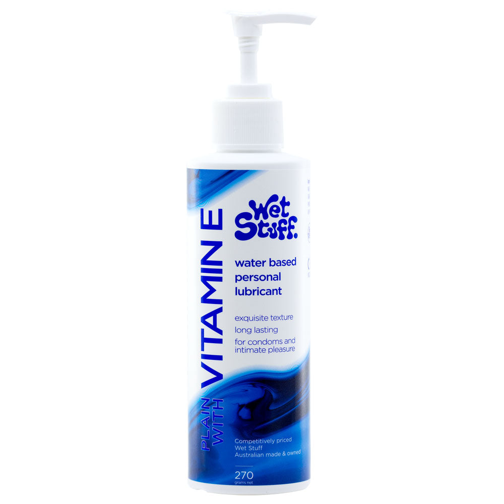 Wet Stuff Plain - 270g Pump - Water Based Lubricant with Vitamin E - 270 gram Pump Bottle - Image 1