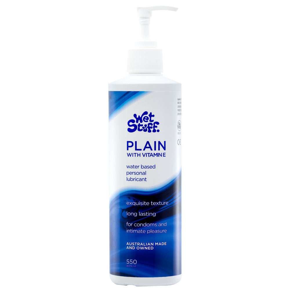 Wet Stuff Plain - 550g Pump - Water Based Lubricant with Vitamin E - 550 gram Pump Bottle - Image 1