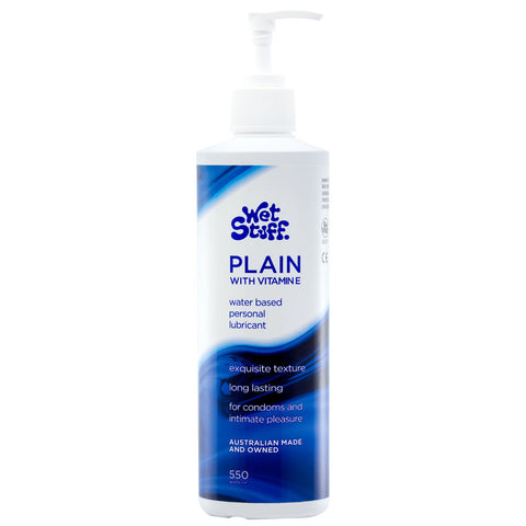 Wet Stuff Plain - 550g Pump - Water Based Lubricant with Vitamin E - 550 gram Pump Bottle - Image 1