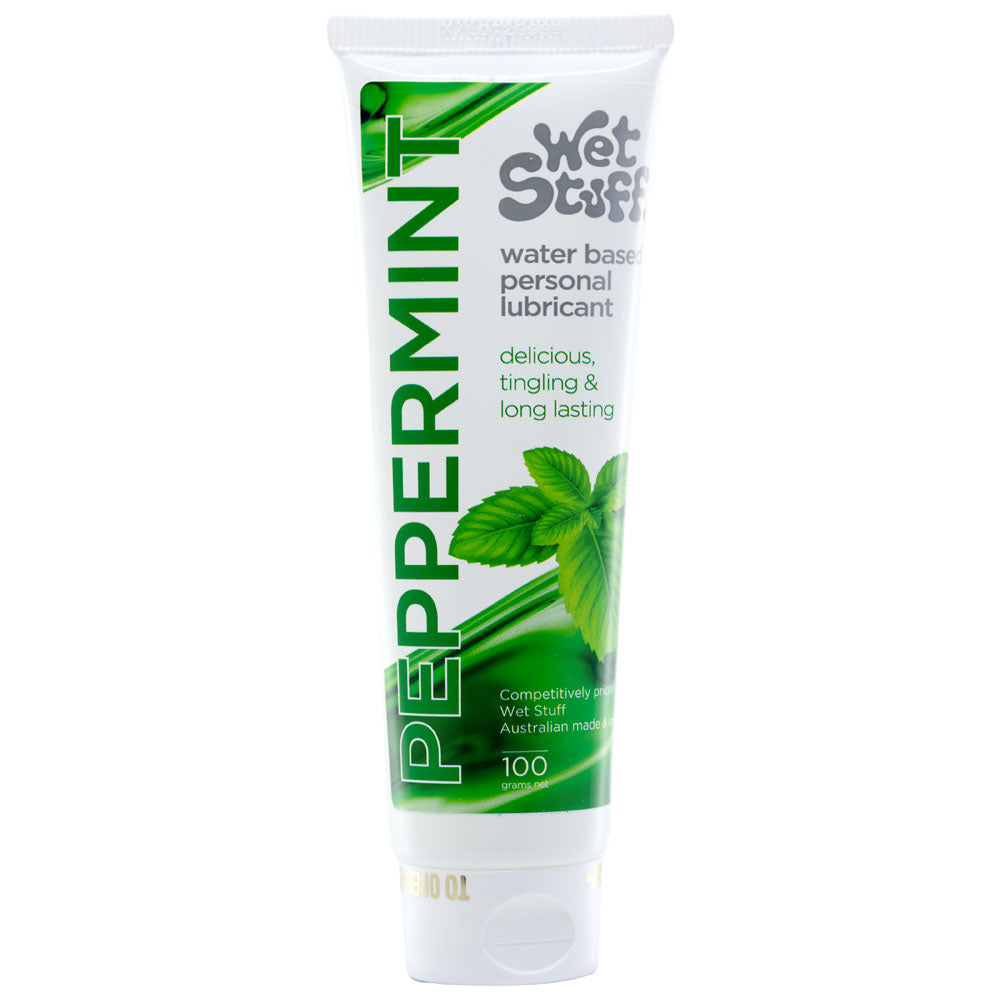 Wet Stuff Peppermint - 100g Tube - Peppermint Flavoured Water Based Lubricant - 100 gram Tube - Image 1