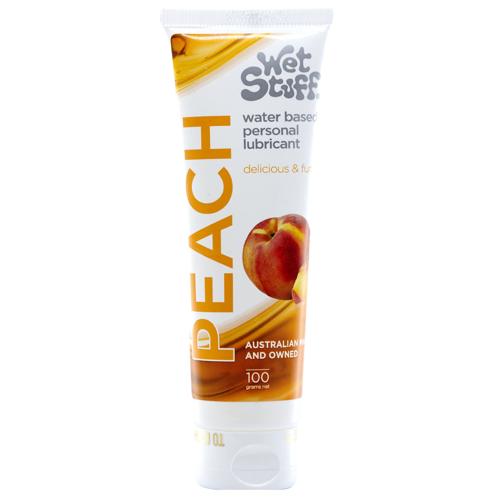 Wet Stuff Peach - 100g Tube - Peach Flavoured Water Based Lubricant - 100 ml Tube - Image 1