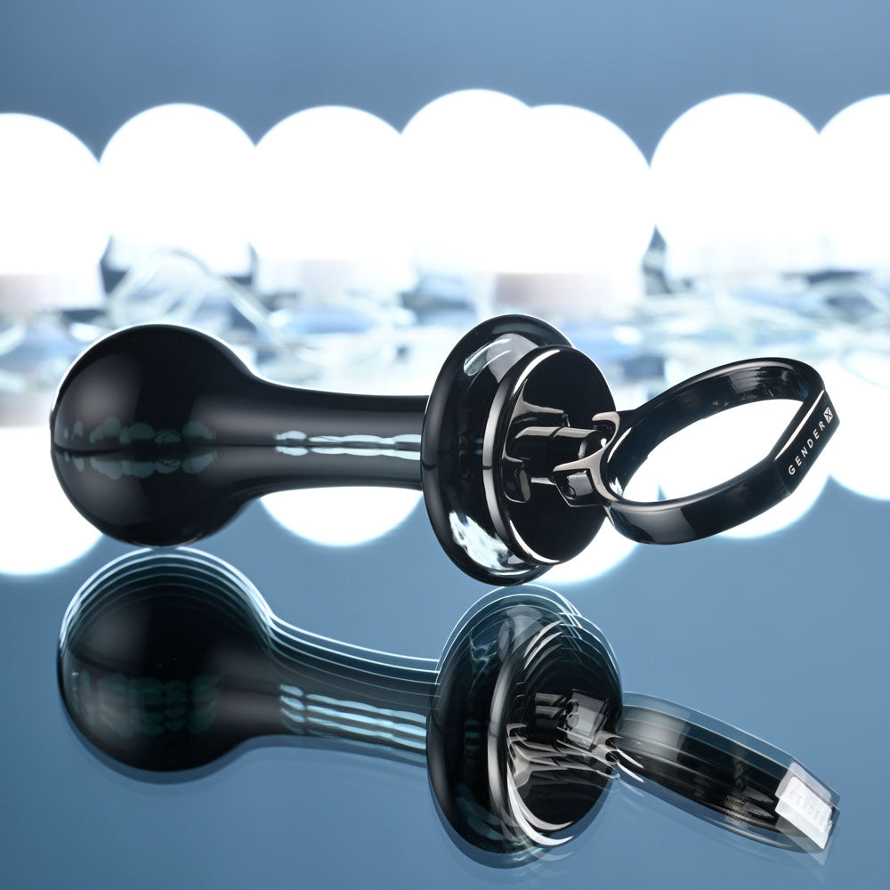 Gender X BLOW POP - Black 12.8 cm Glass Plug with Ring Pull