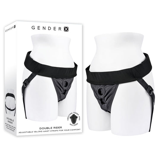 Gender X DOUBLE RIDER - Black Adjustable Strap-On Harness
