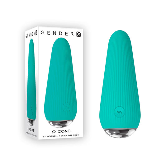 Gender X O-CONE Blue 10.8 cm (4.25'') USB Rechargeable Bullet. Studio photo of the bullet on a white background.