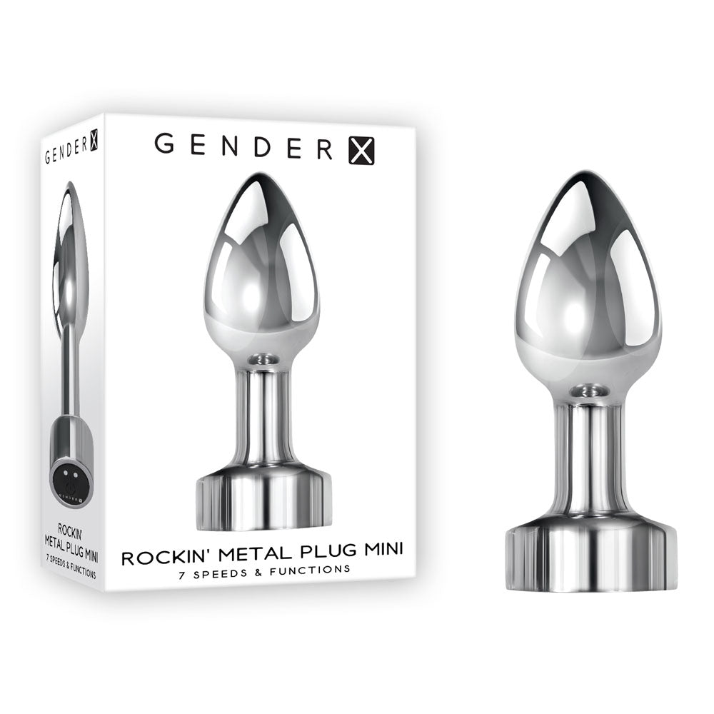 Gender X ROCKIN METAL PLUG MINI - Chrome Vibrating Mini Butt Plug
