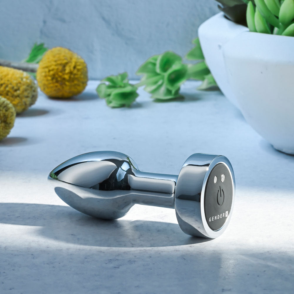 Gender X ROCKIN METAL PLUG MINI - Chrome Vibrating Mini Butt Plug