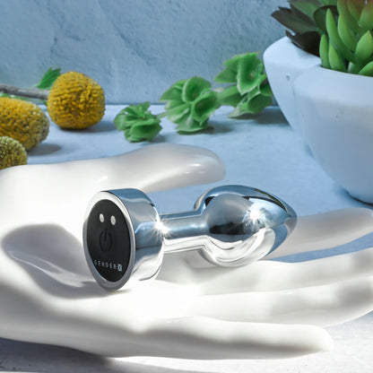 Gender X ROCKIN METAL PLUG MINI - Chrome Vibrating Mini Butt Plug
