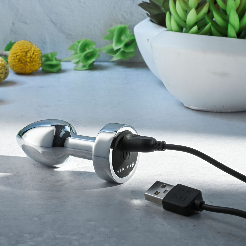 Gender X ROCKIN METAL PLUG MINI - Chrome Vibrating Mini Butt Plug