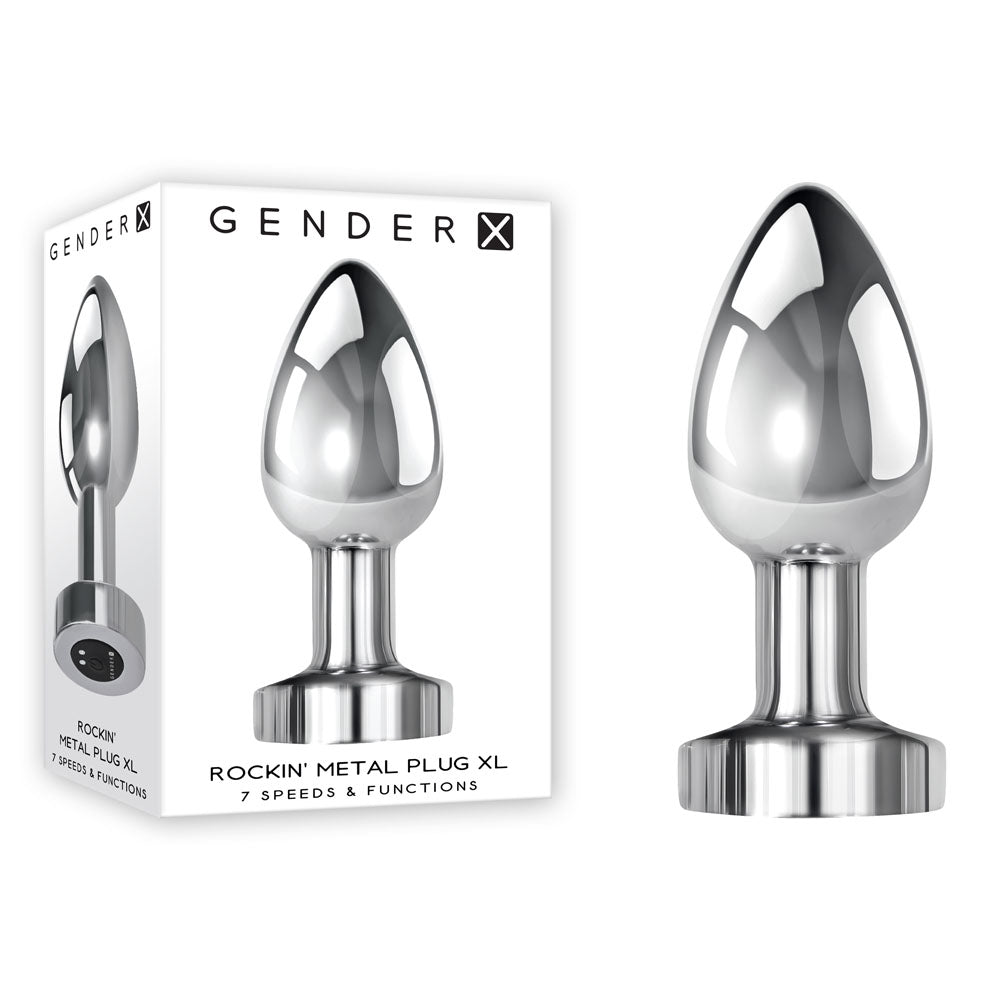 Gender X ROCKIN METAL PLUG XL - Chrome 10.5 cm Vibrating XL Butt Plug
