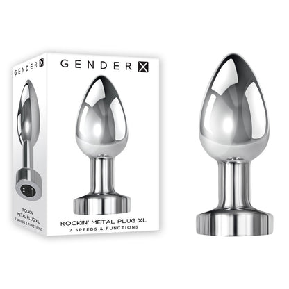 Gender X ROCKIN METAL PLUG XL - Chrome 10.5 cm Vibrating XL Butt Plug