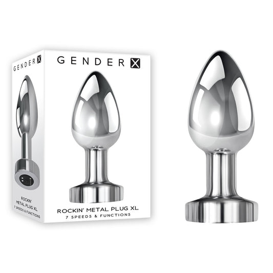 Gender X ROCKIN METAL PLUG XL - Chrome 10.5 cm Vibrating XL Butt Plug
