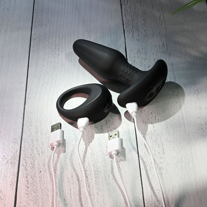 Gender X TEAMWORK - Black Rimming Butt Plug & Vibrating Cock Ring