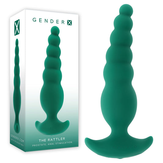 Gender X THE RATTLER - Green 17 cm Vibrating and Twirling Anal Plug