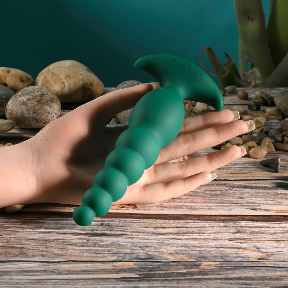 Gender X THE RATTLER - Green 17 cm Vibrating and Twirling Anal Plug