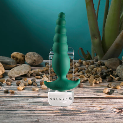 Gender X THE RATTLER - Green 17 cm Vibrating and Twirling Anal Plug