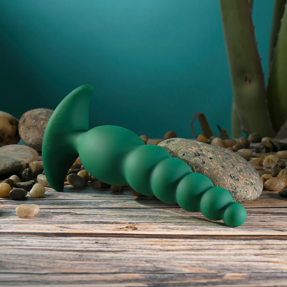 Gender X THE RATTLER - Green 17 cm Vibrating and Twirling Anal Plug