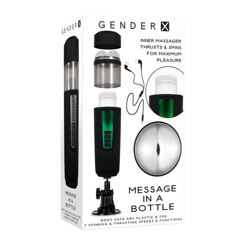 Gender X MESSAGE IN A BOTTLE - USB Rechargeable Thrusting & Spinning Masturbator - Image 1